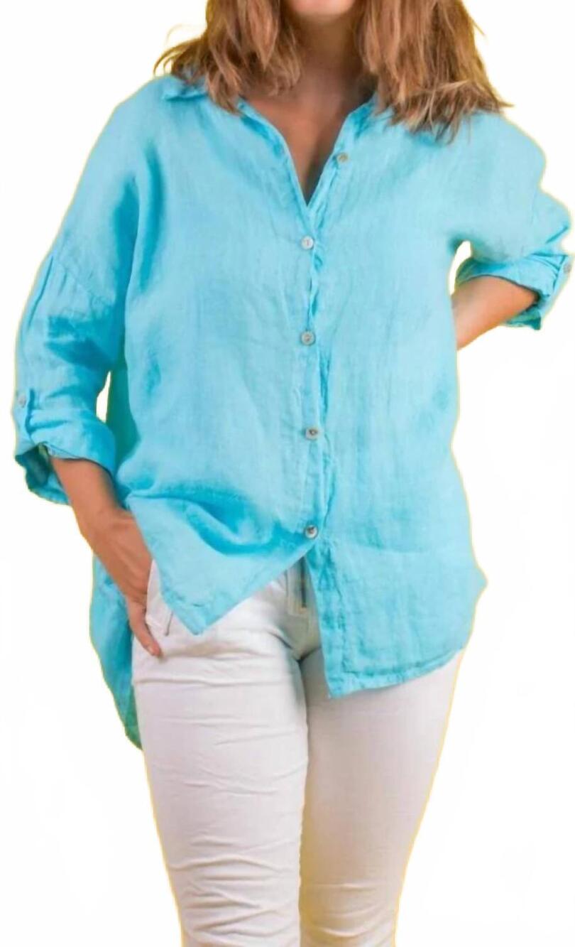 NEW GIGI MODA terina linen shirt in turquoise
